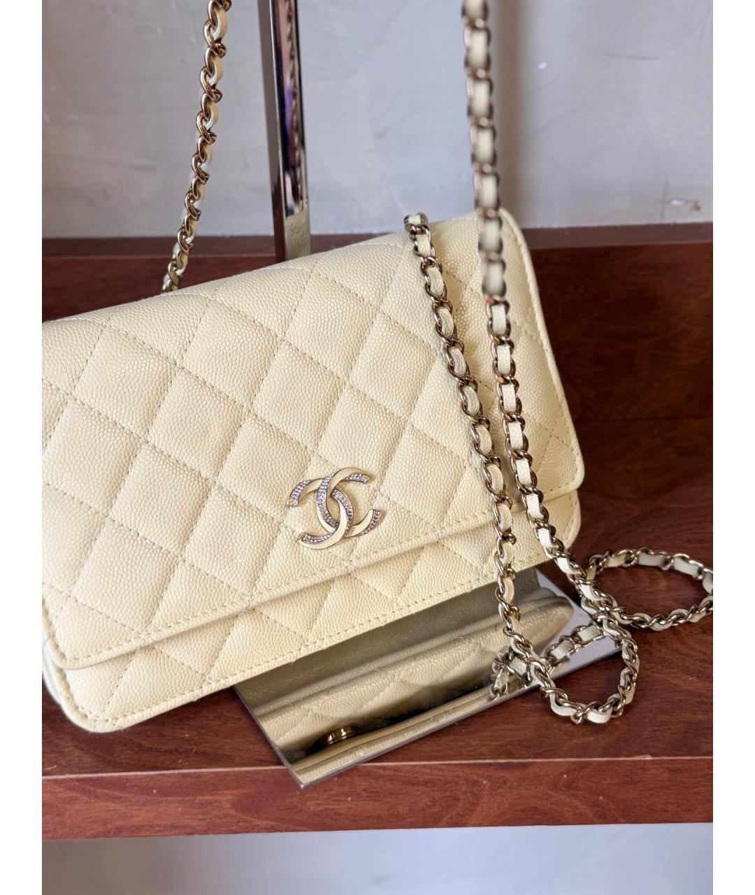 CHANEL Желтая кожаная сумка через плечо, фото 4