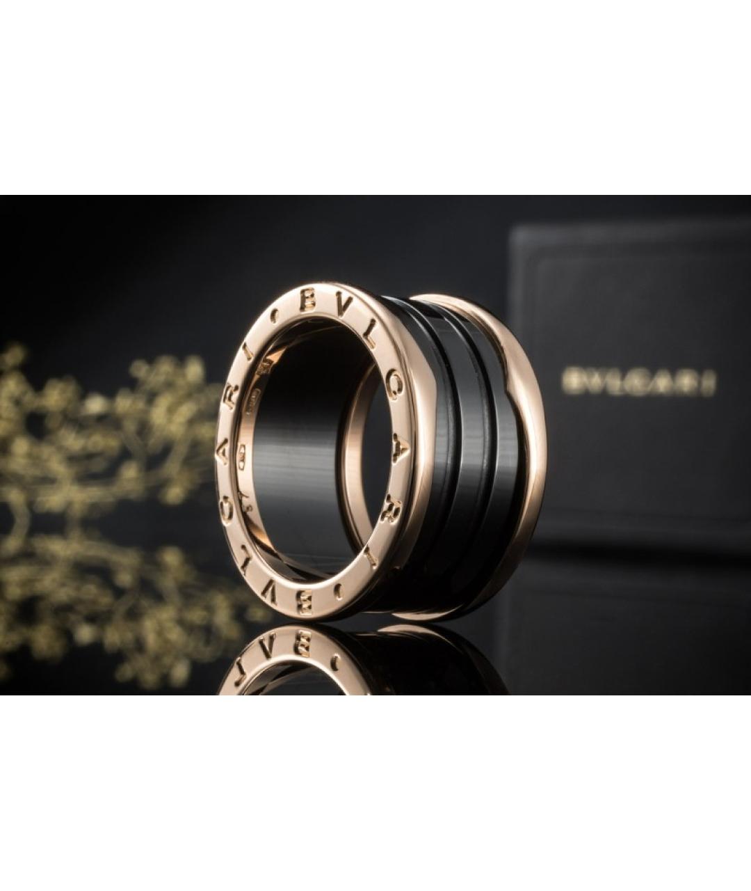 BVLGARI Черное кольцо из розового золота, фото 2