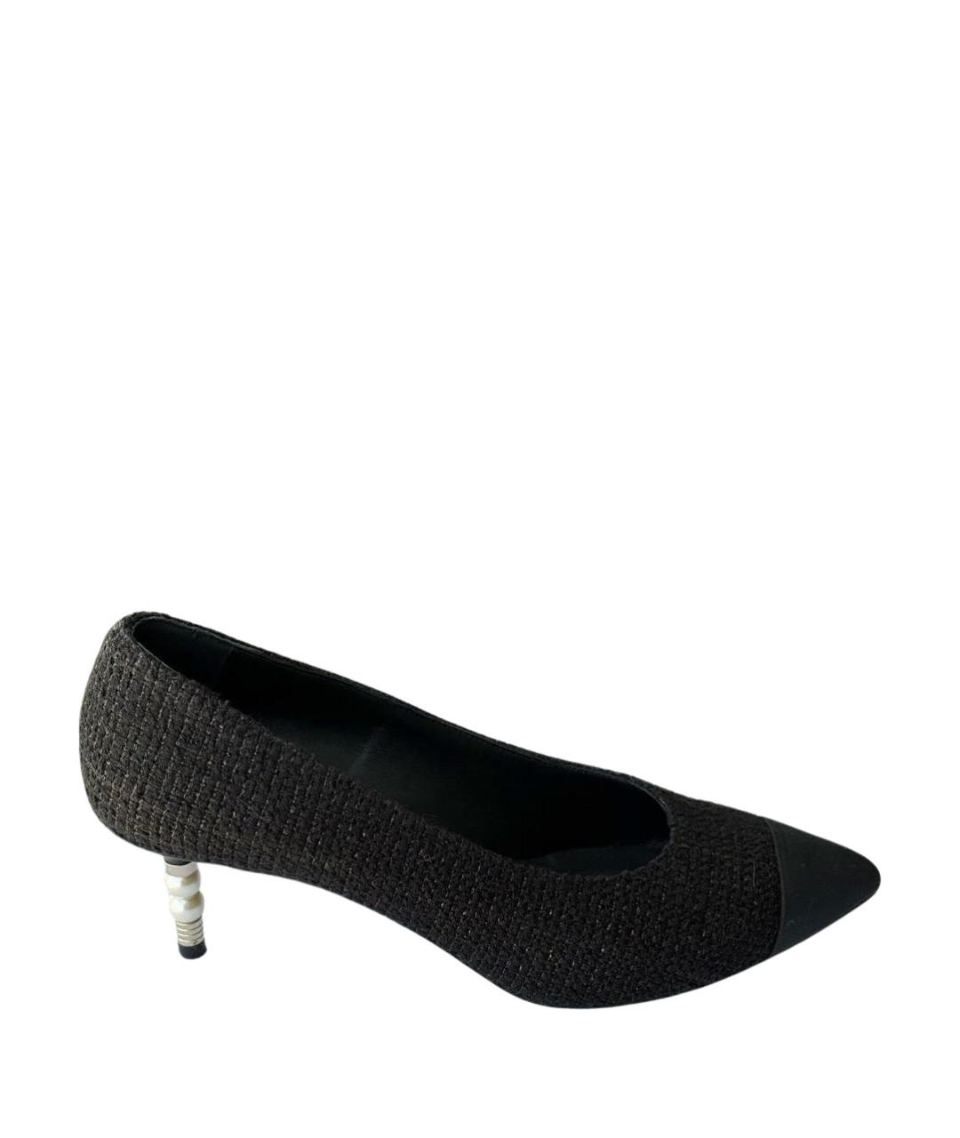 CHANEL Черные текстильные туфли, фото 1