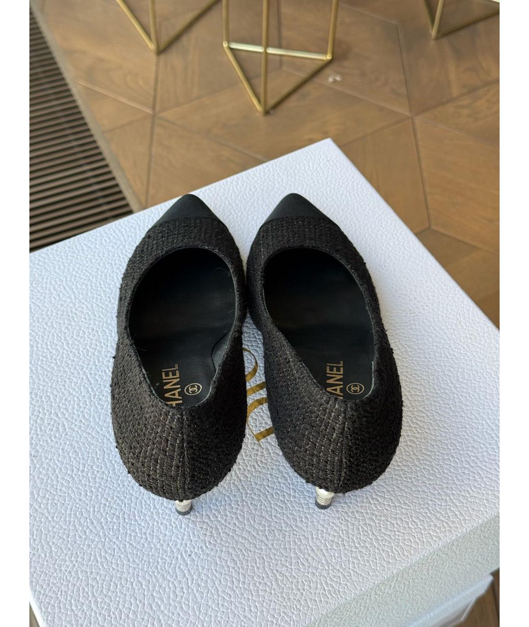 CHANEL Черные текстильные туфли, фото 3