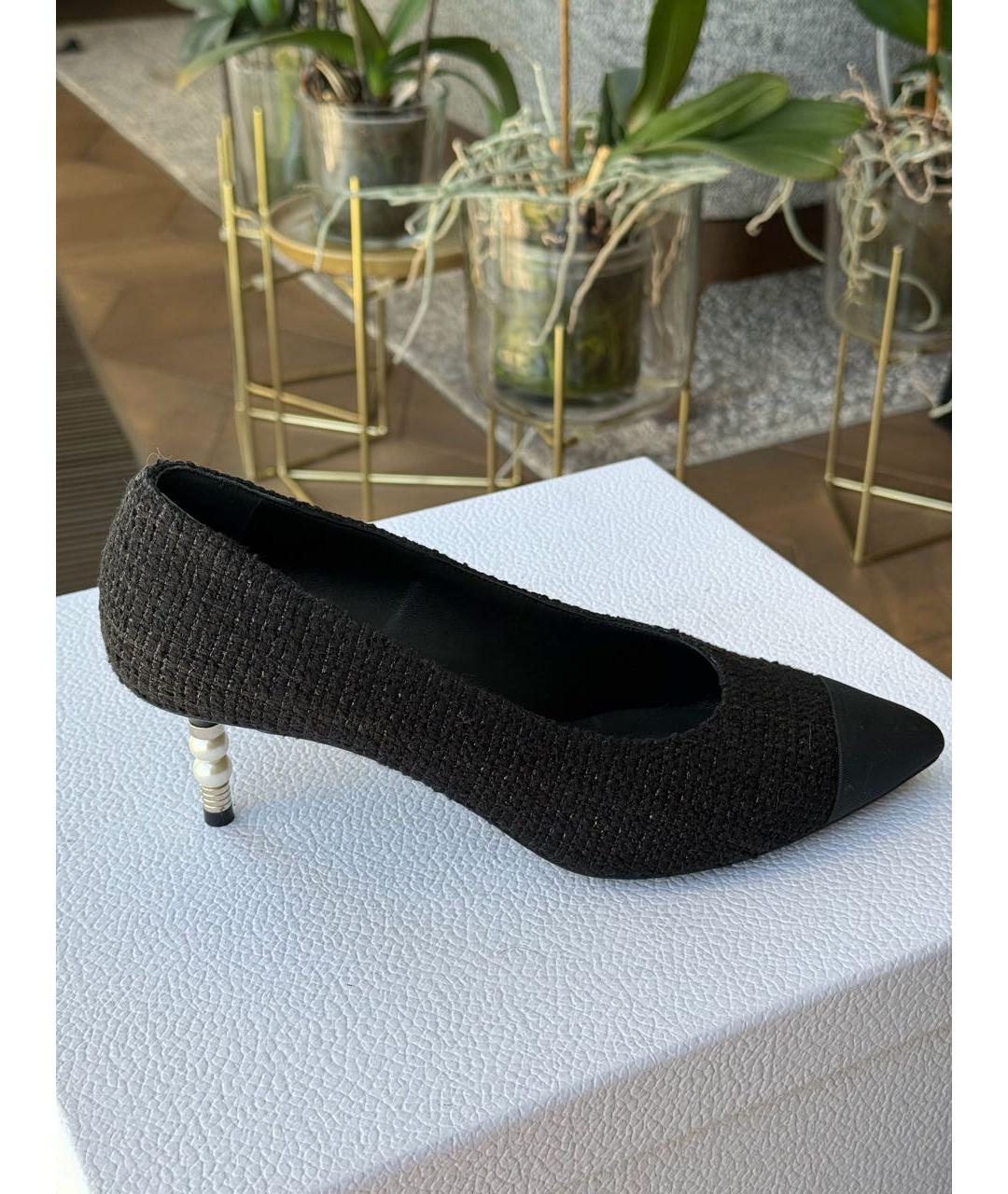 CHANEL Черные текстильные туфли, фото 8
