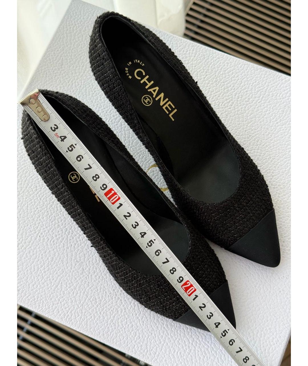 CHANEL Черные текстильные туфли, фото 6