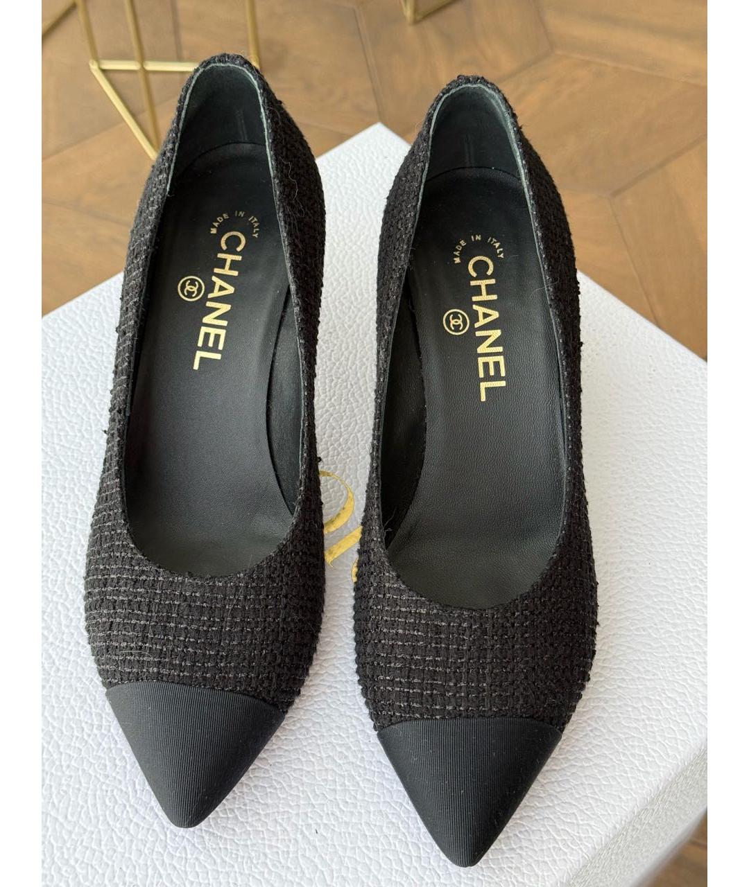 CHANEL Черные текстильные туфли, фото 2