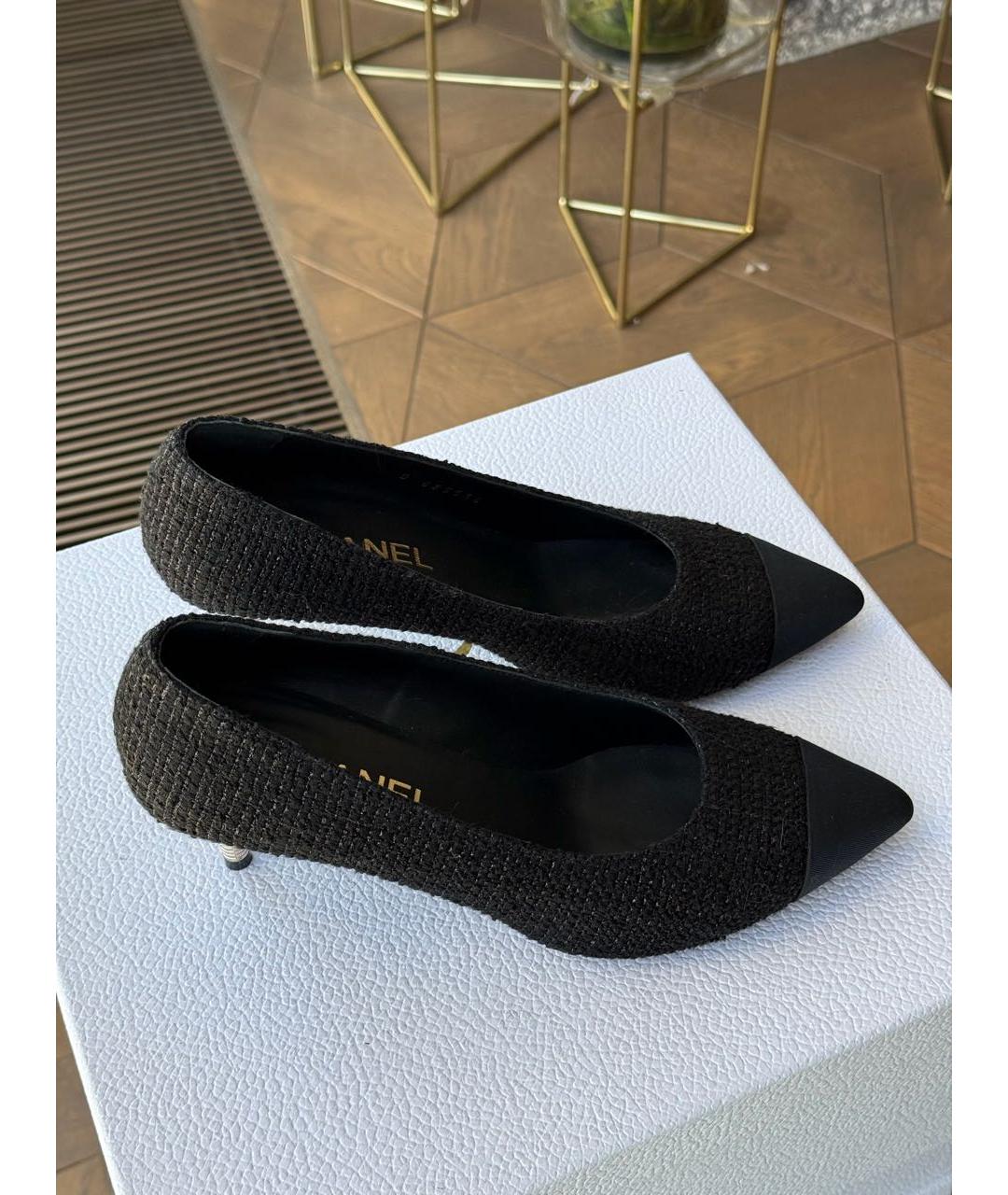 CHANEL Черные текстильные туфли, фото 7