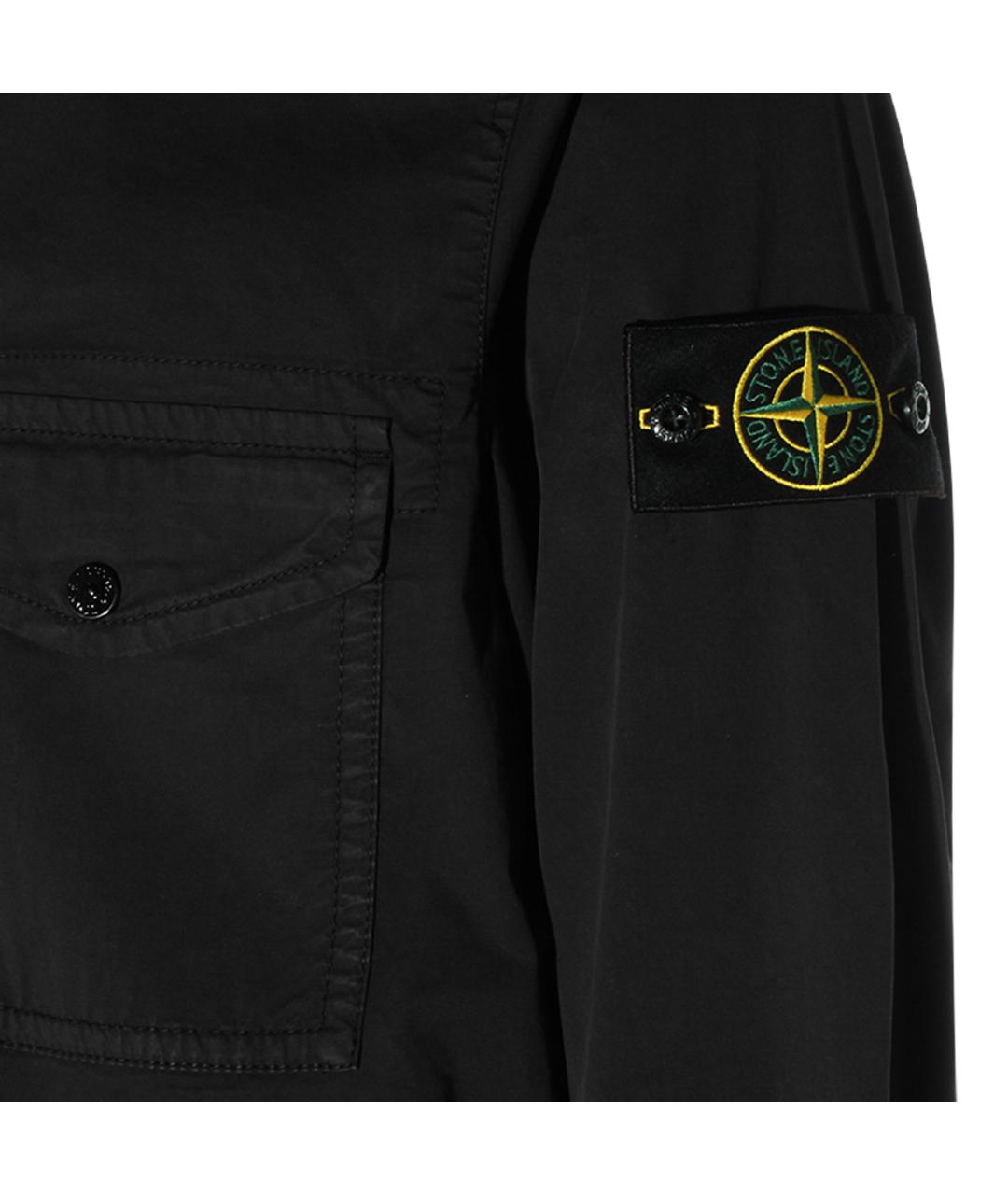 STONE ISLAND Черная хлопковая классическая рубашка, фото 4