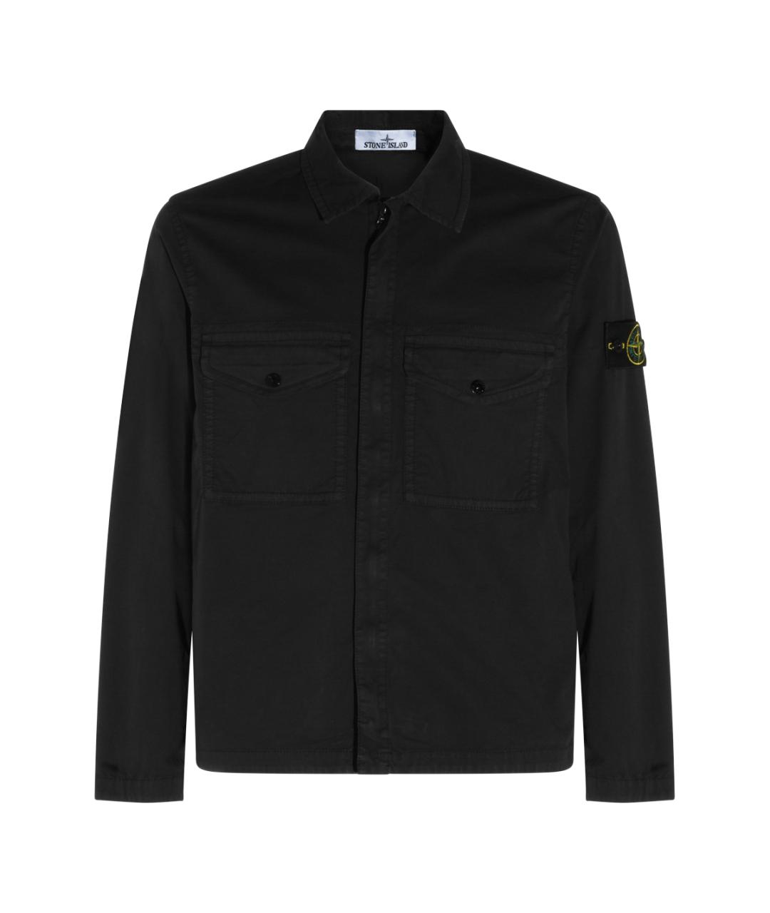 STONE ISLAND Черная хлопковая классическая рубашка, фото 6