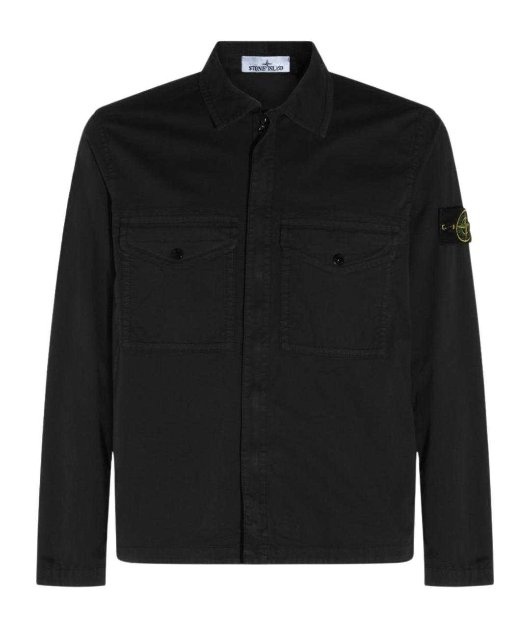 STONE ISLAND Черная хлопковая классическая рубашка, фото 1