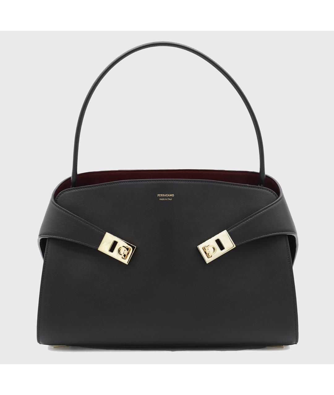 FERRAGAMO Черная кожаная сумка тоут, фото 2