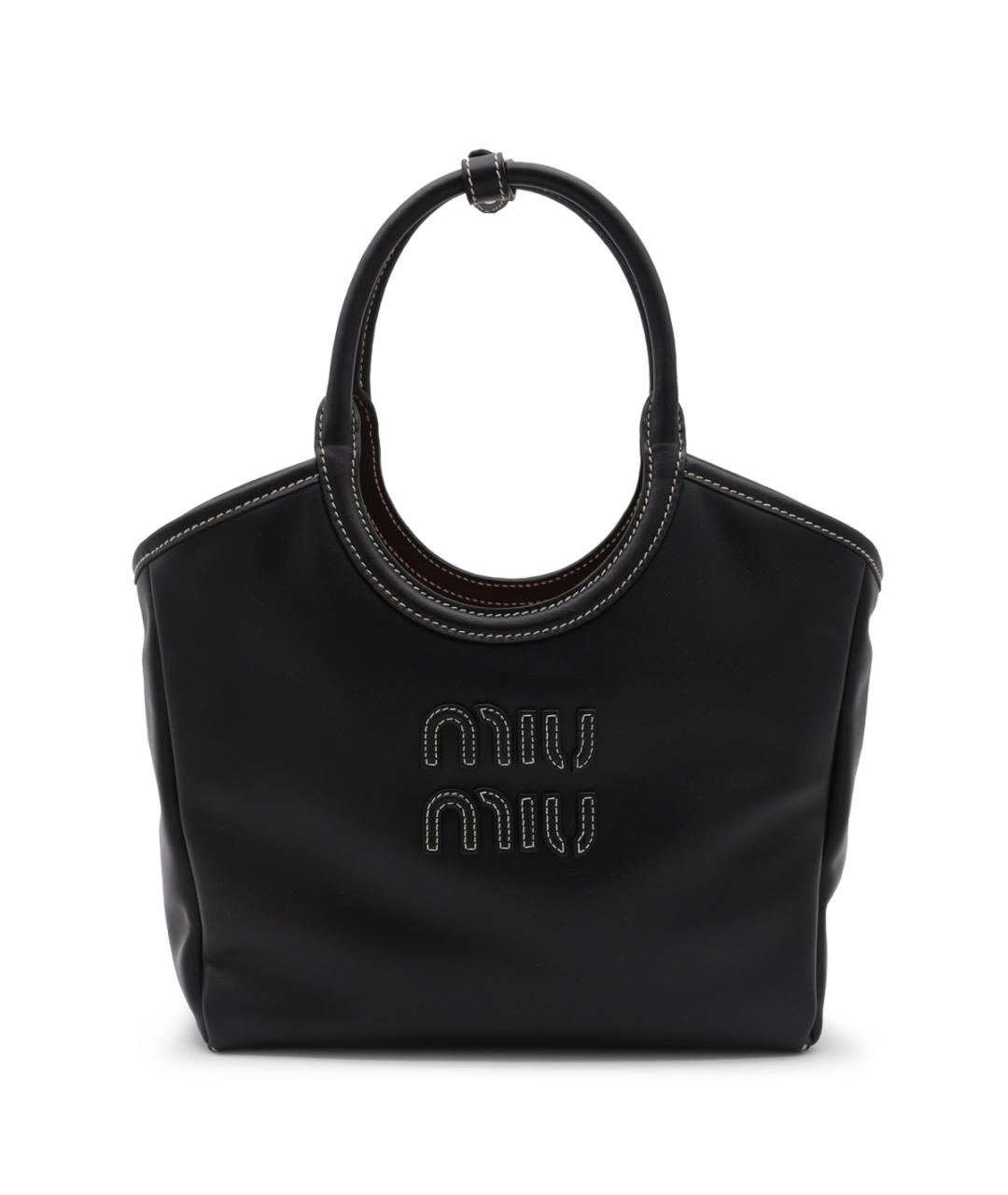 MIU MIU Черная кожаная сумка тоут, фото 1