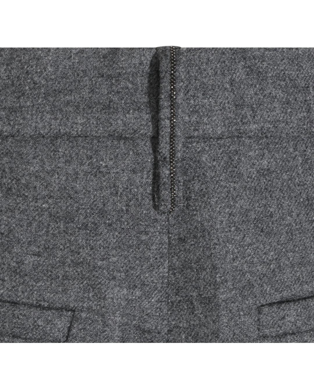 BRUNELLO CUCINELLI Серые шерстяные прямые брюки, фото 4
