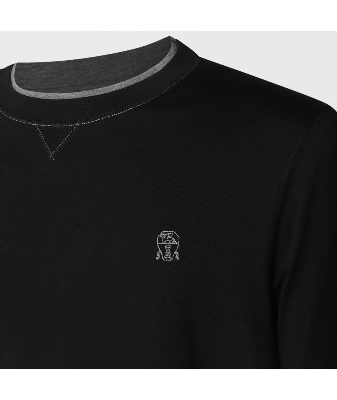 BRUNELLO CUCINELLI Черная хлопковая футболка, фото 6