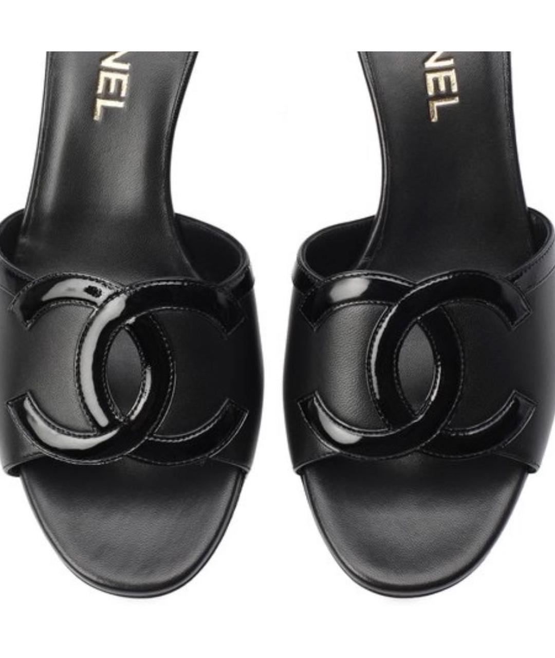 CHANEL Черные кожаные мюли, фото 7