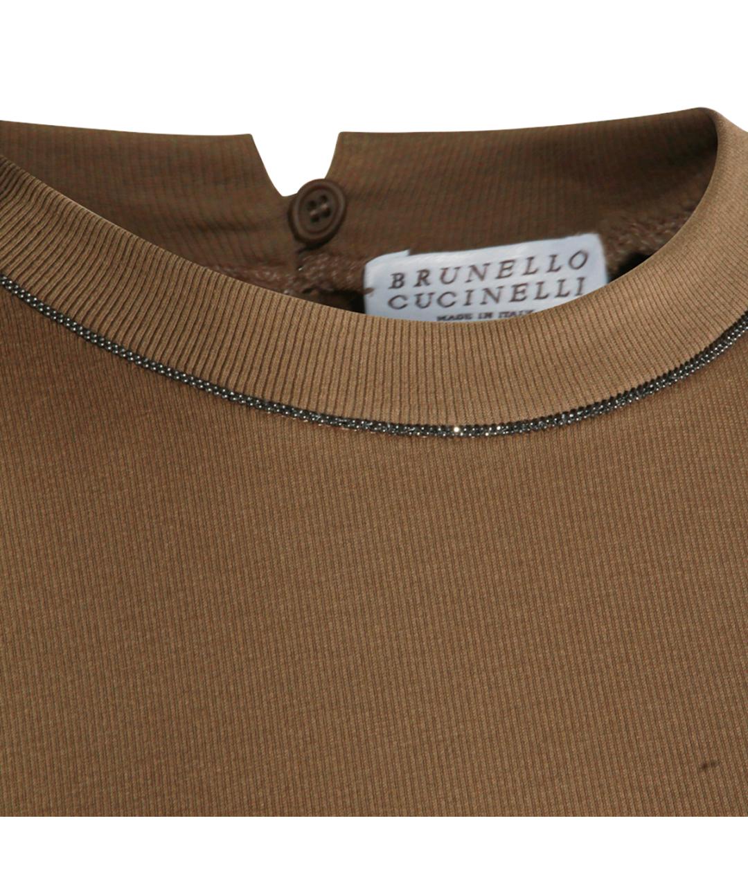 BRUNELLO CUCINELLI Коричневая хлопковая футболка, фото 3