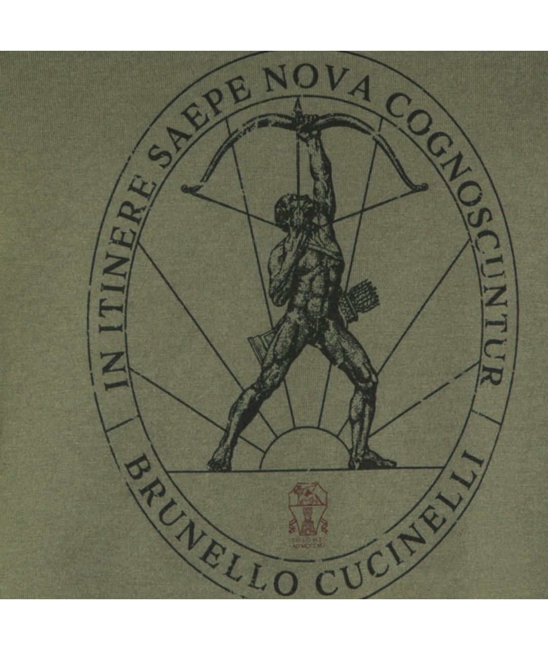 BRUNELLO CUCINELLI Зеленая хлопковая футболка, фото 3