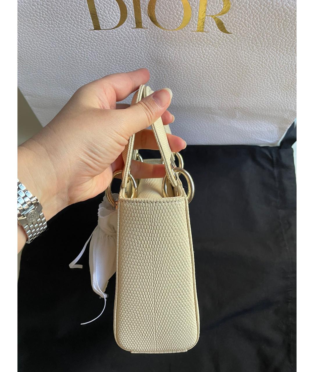 CHRISTIAN DIOR Желтая кожаная сумка с короткими ручками, фото 4