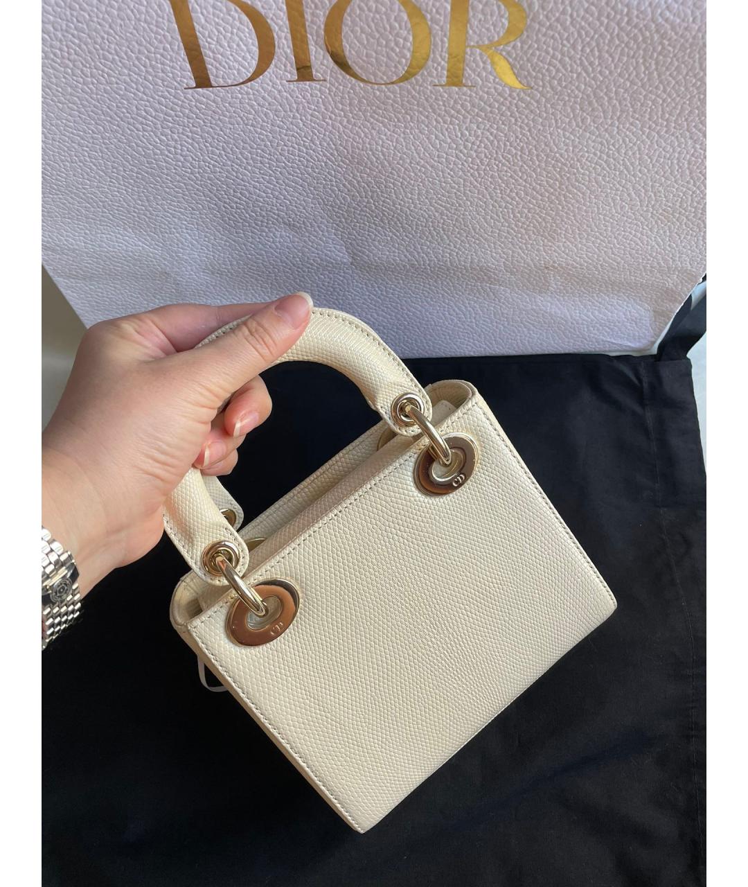 CHRISTIAN DIOR Желтая кожаная сумка с короткими ручками, фото 3
