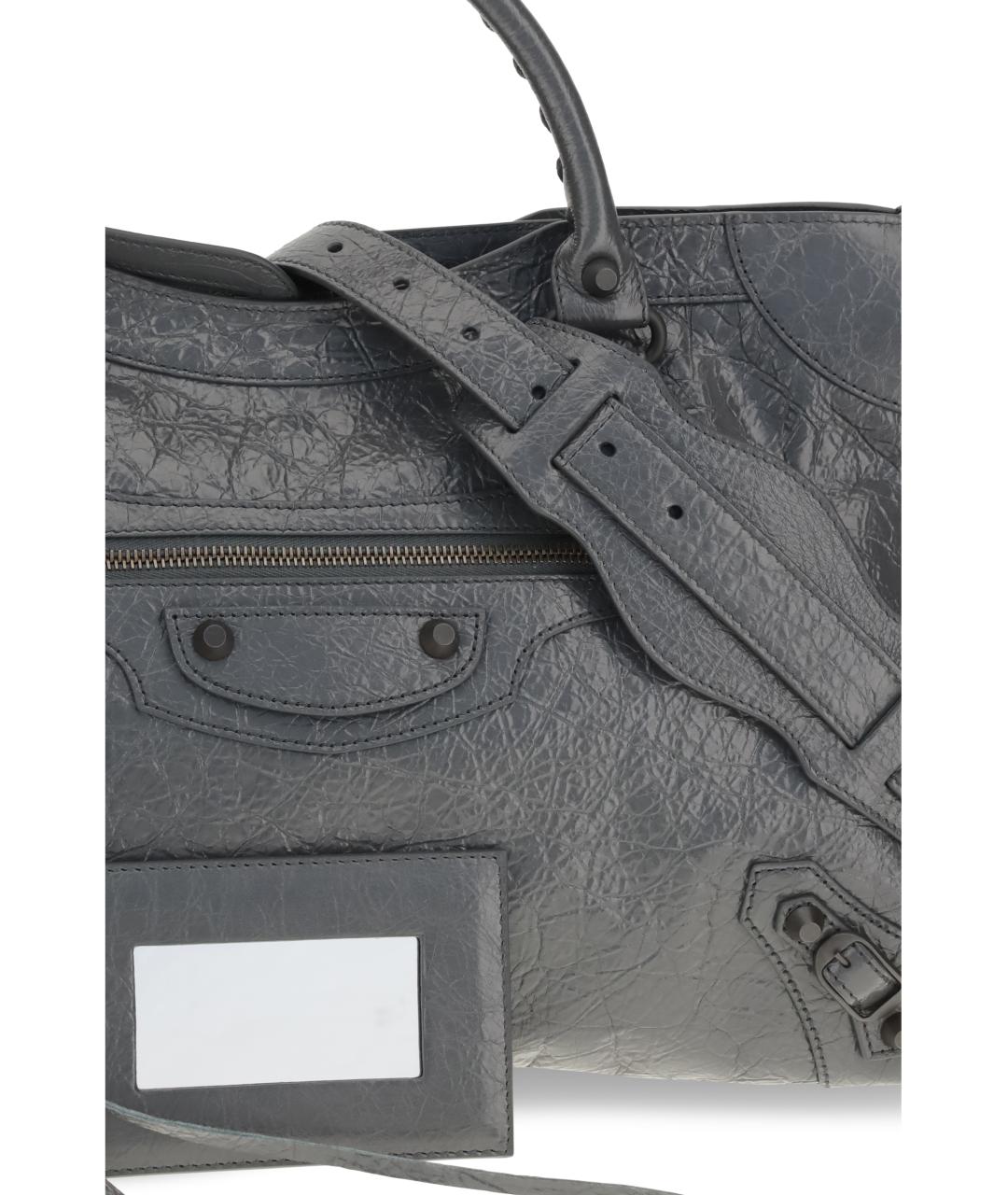 BALENCIAGA Серая кожаная сумка тоут, фото 4