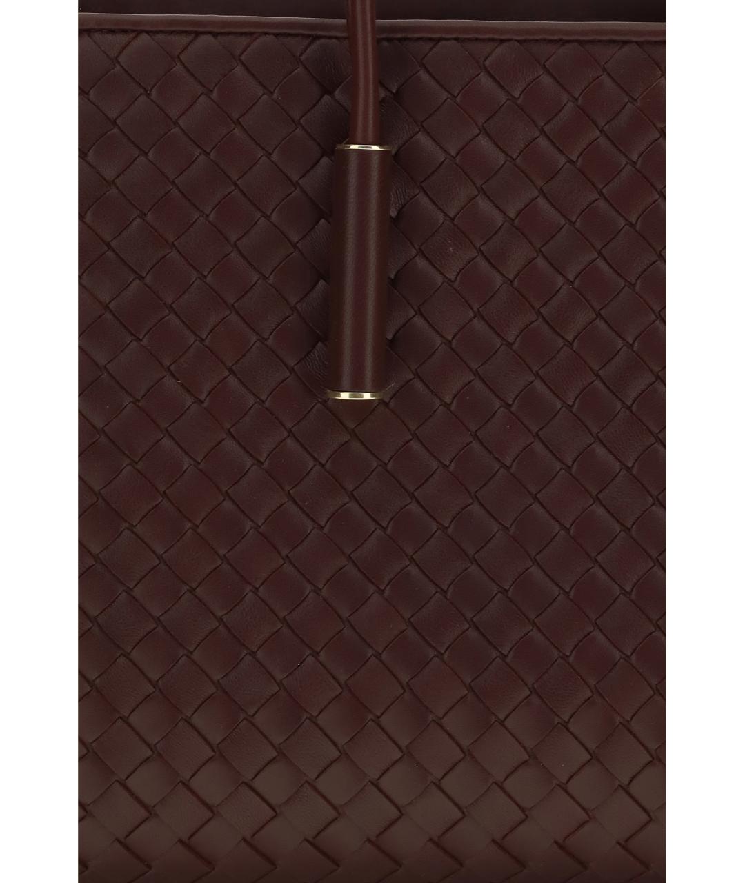 BOTTEGA VENETA Бордовая кожаная сумка тоут, фото 4