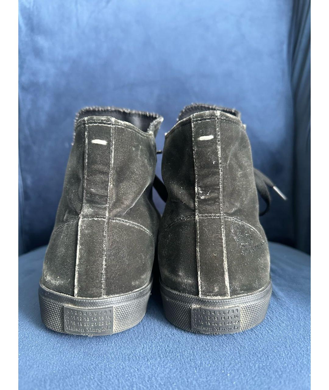 MAISON MARGIELA Черные бархатные высокие кроссовки / кеды, фото 3