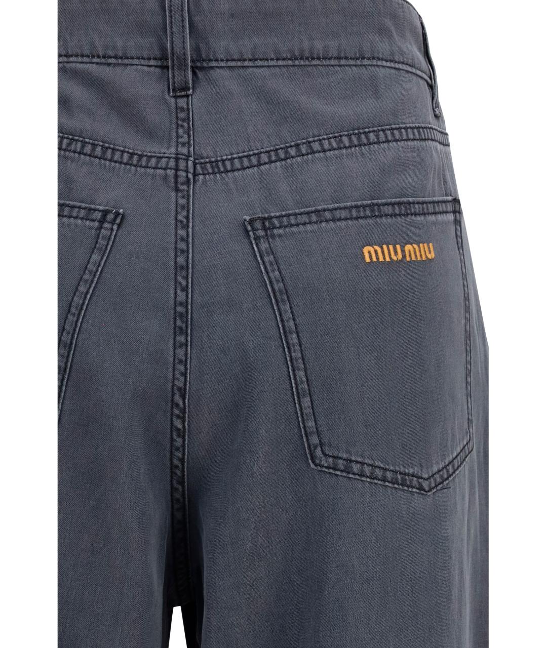 MIU MIU Черные хлопковые прямые джинсы, фото 3