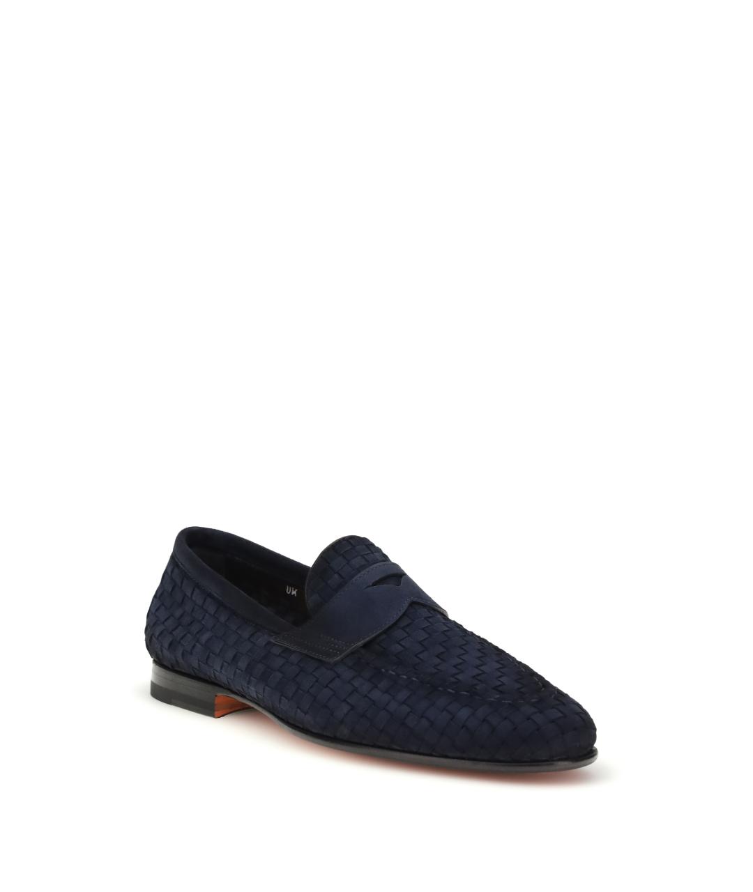 SANTONI Синие кожаные лоферы, фото 2