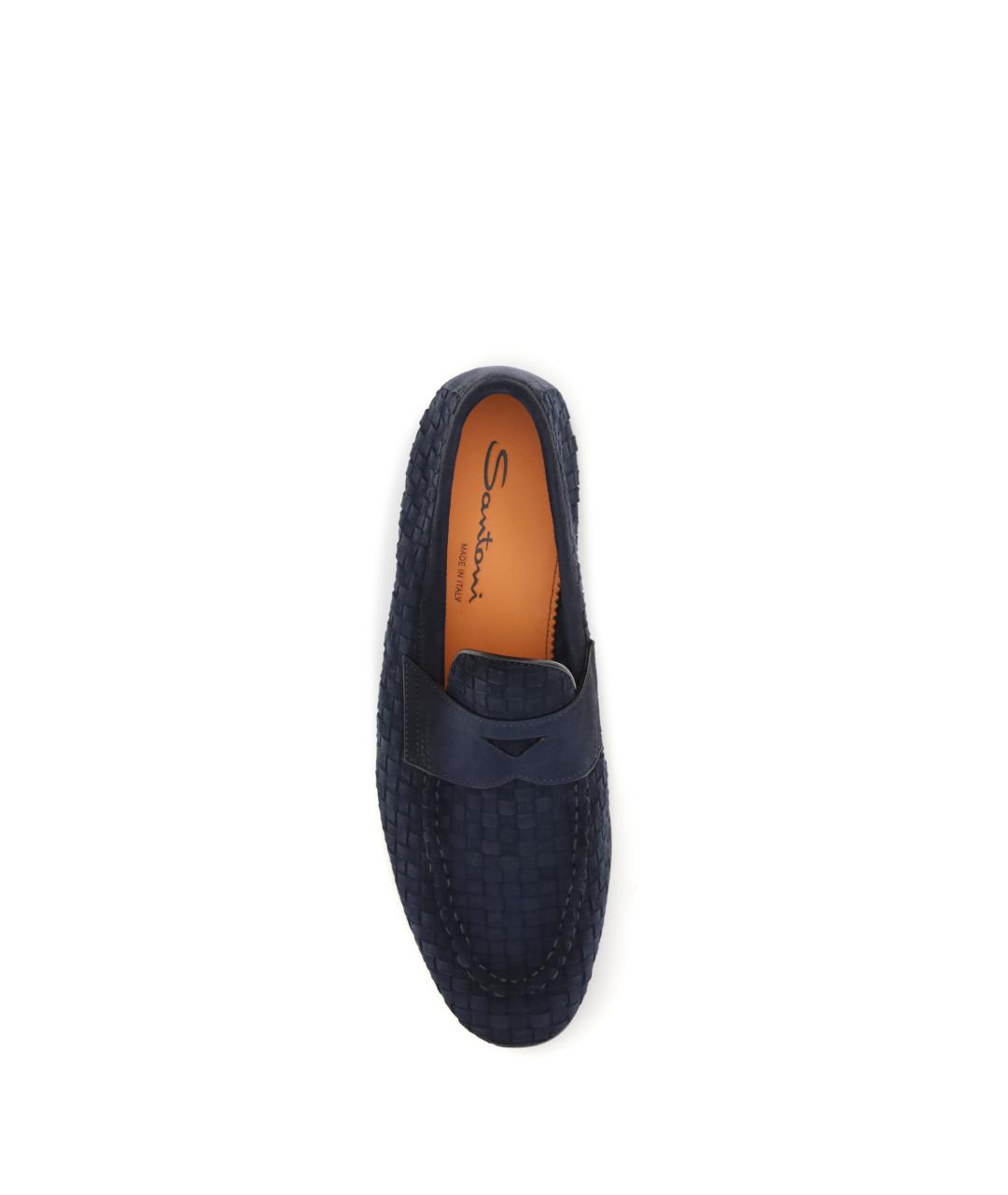 SANTONI Синие кожаные лоферы, фото 4