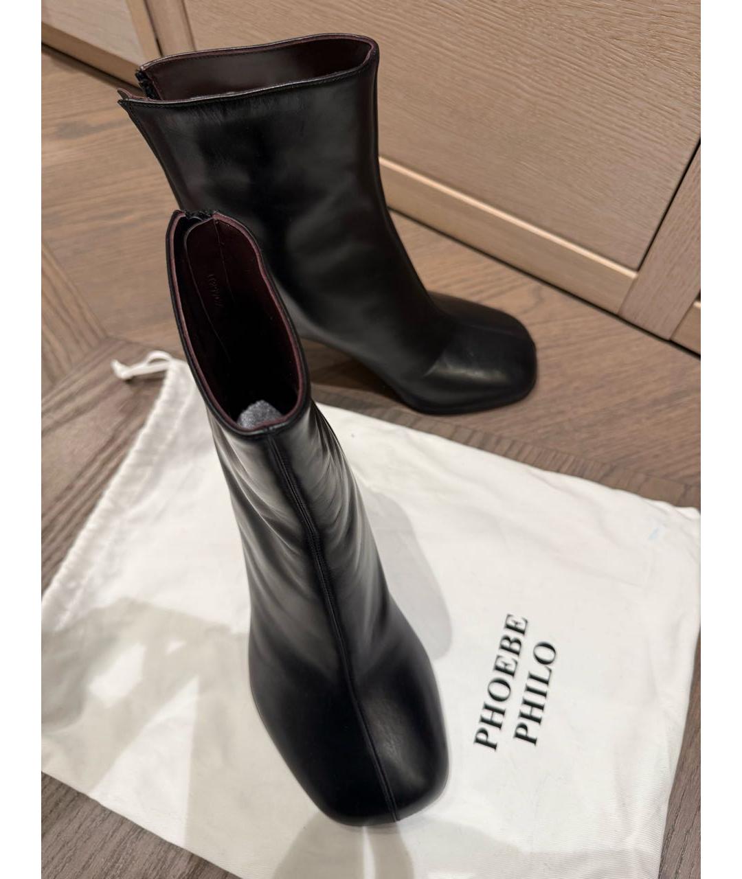 PHOEBE PHILO Черные кожаные ботильоны, фото 4
