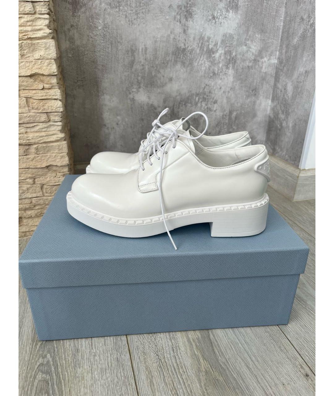 PRADA Белые кожаные лоферы, фото 9