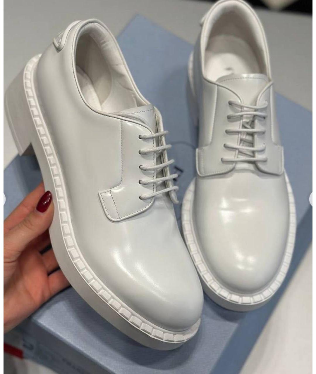 PRADA Белые кожаные лоферы, фото 5