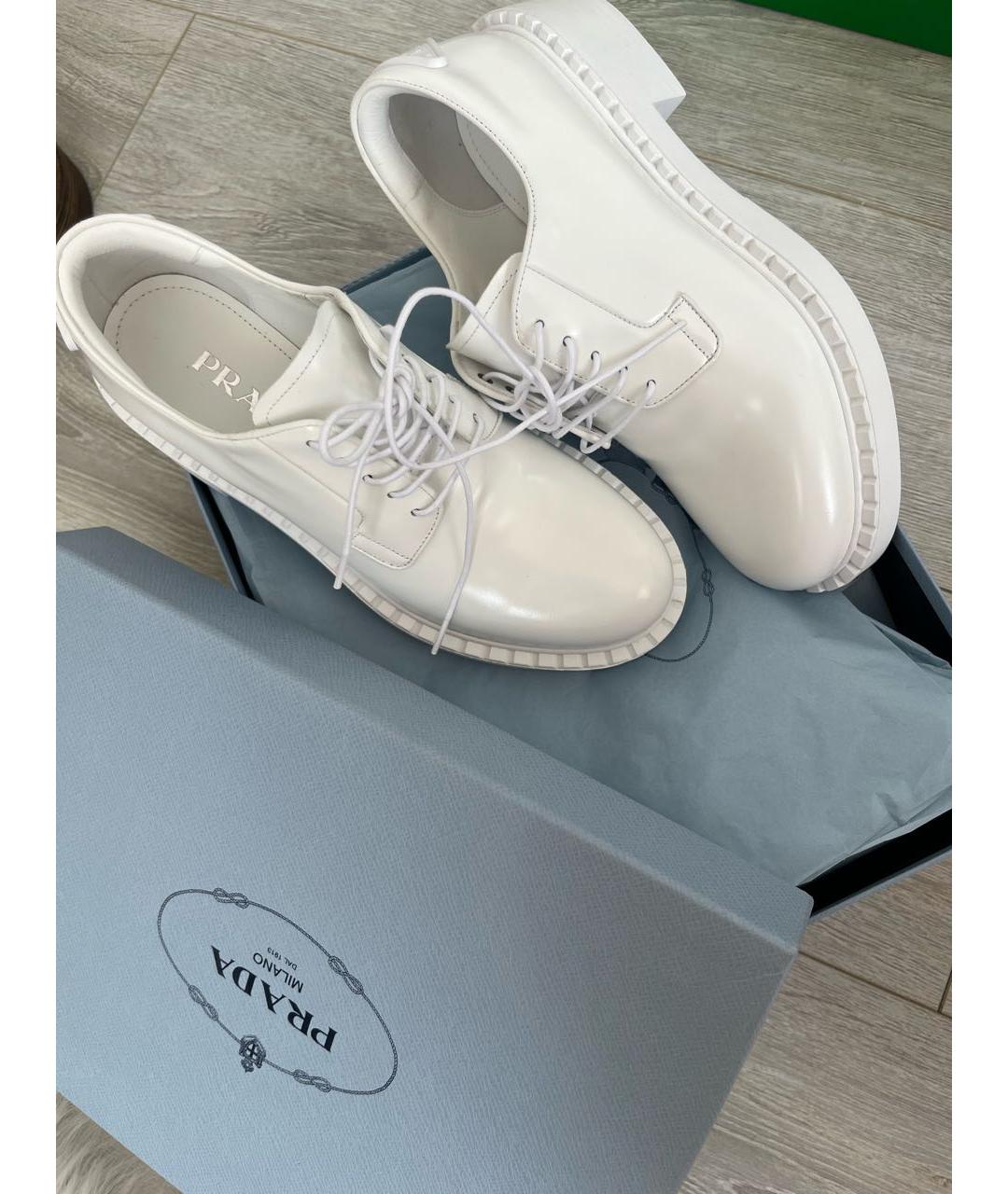 PRADA Белые кожаные лоферы, фото 4