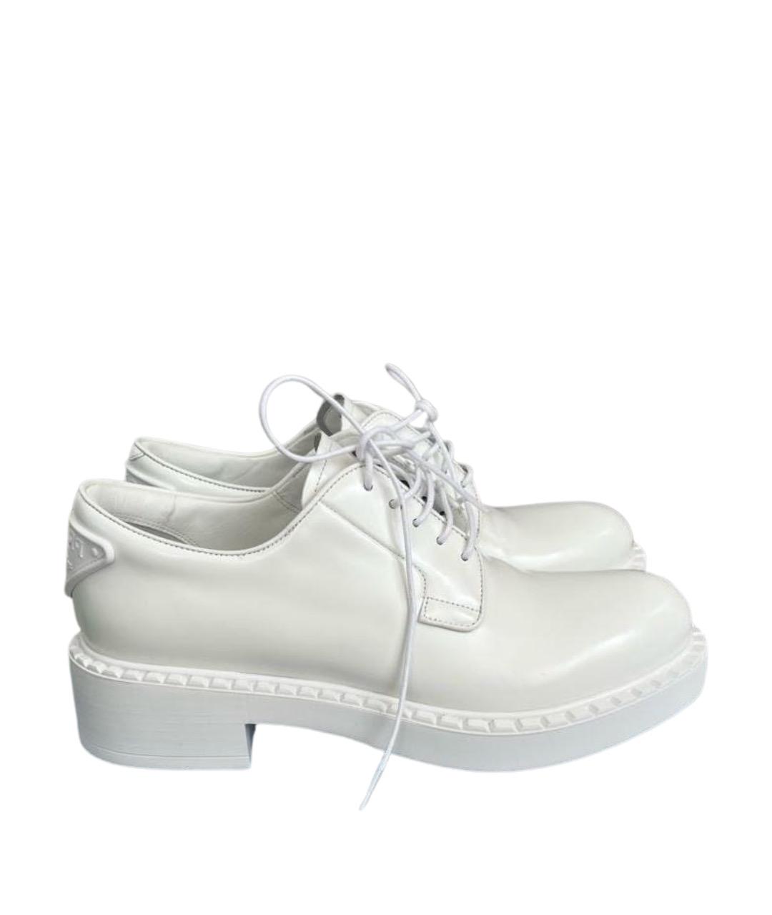 PRADA Белые кожаные лоферы, фото 1
