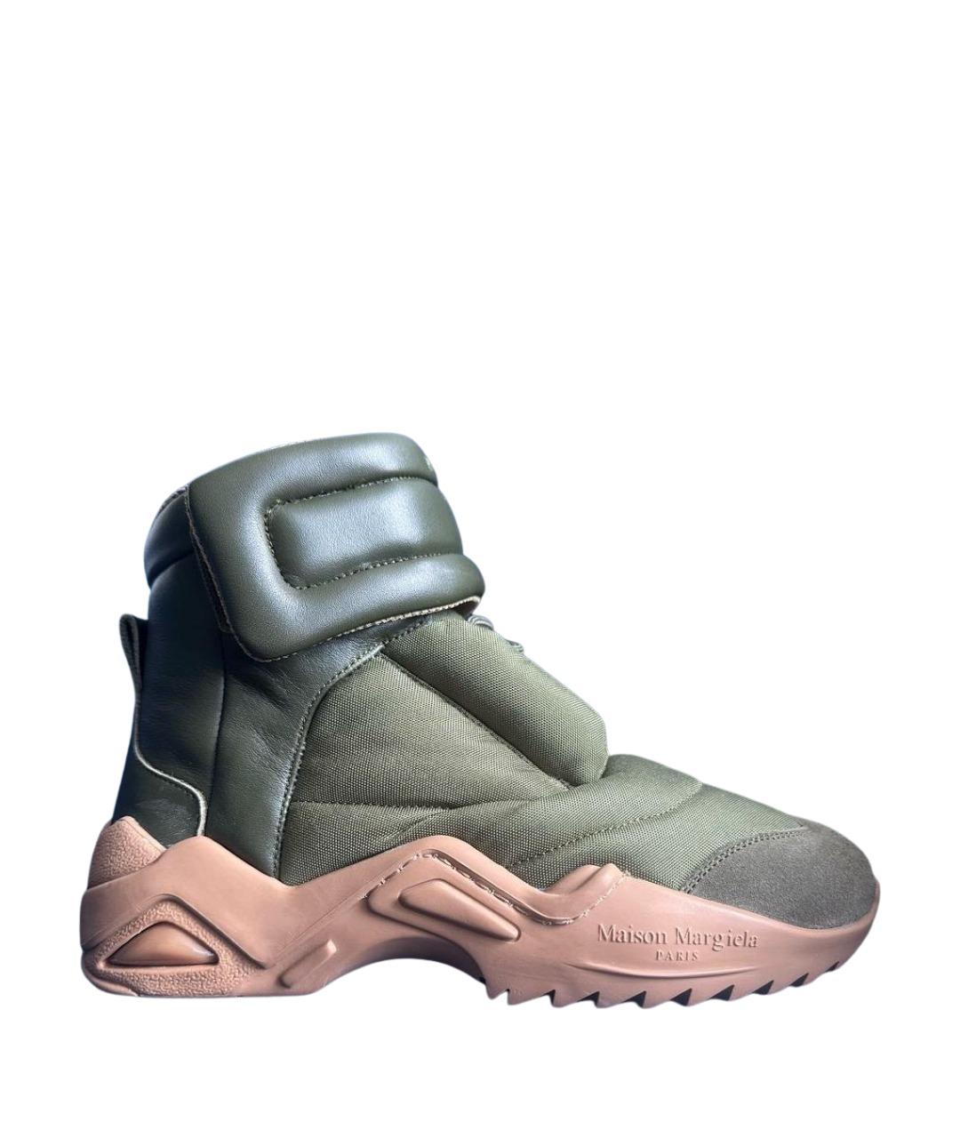 MAISON MARGIELA Хаки текстильные высокие кроссовки / кеды, фото 1