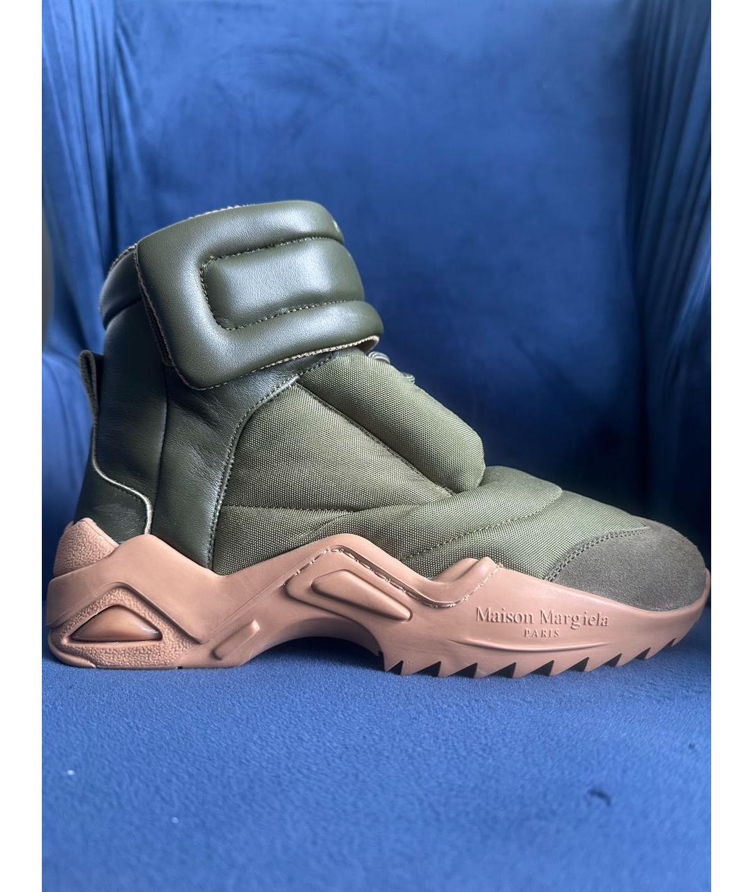 MAISON MARGIELA Хаки текстильные высокие кроссовки / кеды, фото 8