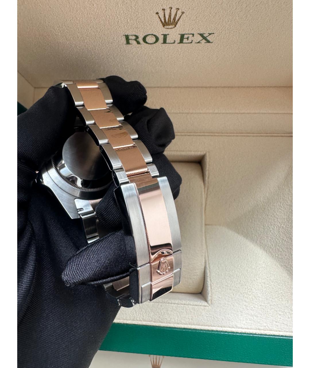 ROLEX Черные часы из розового золота, фото 4