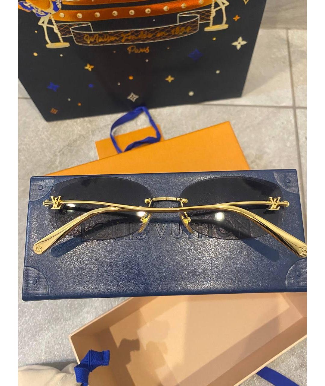 LOUIS VUITTON Золотые металлические солнцезащитные очки, фото 2
