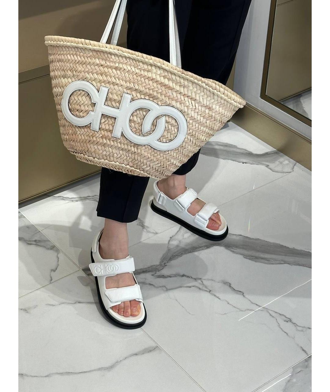 JIMMY CHOO Белые кожаные босоножки, фото 5