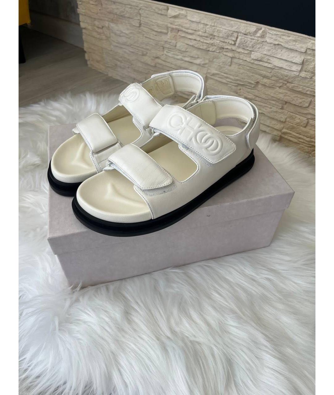 JIMMY CHOO Белые кожаные босоножки, фото 7