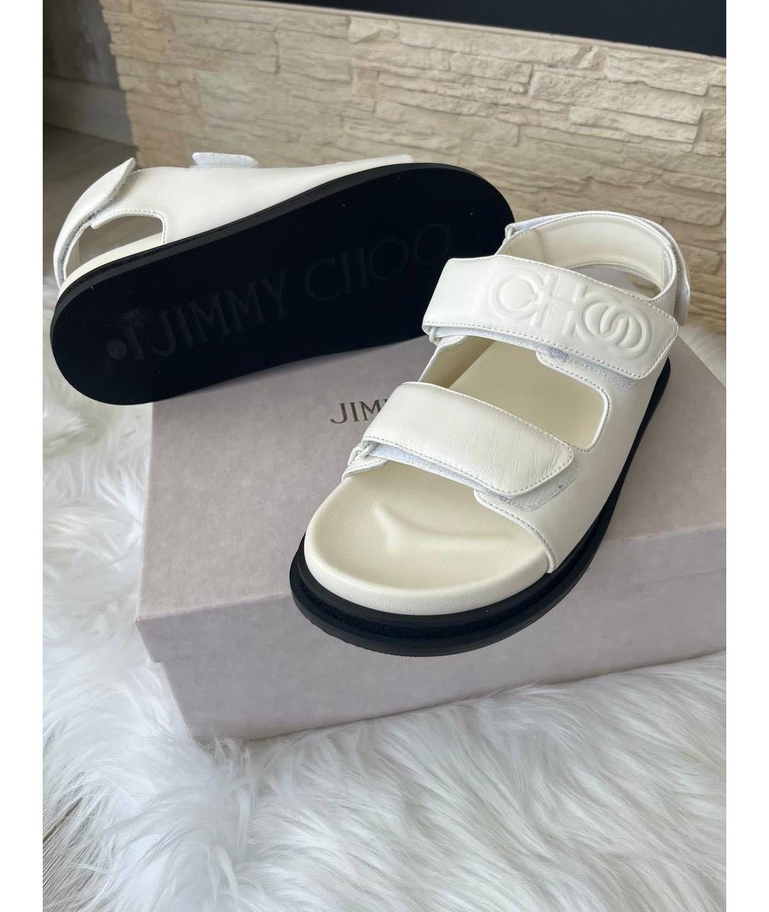 JIMMY CHOO Белые кожаные босоножки, фото 3