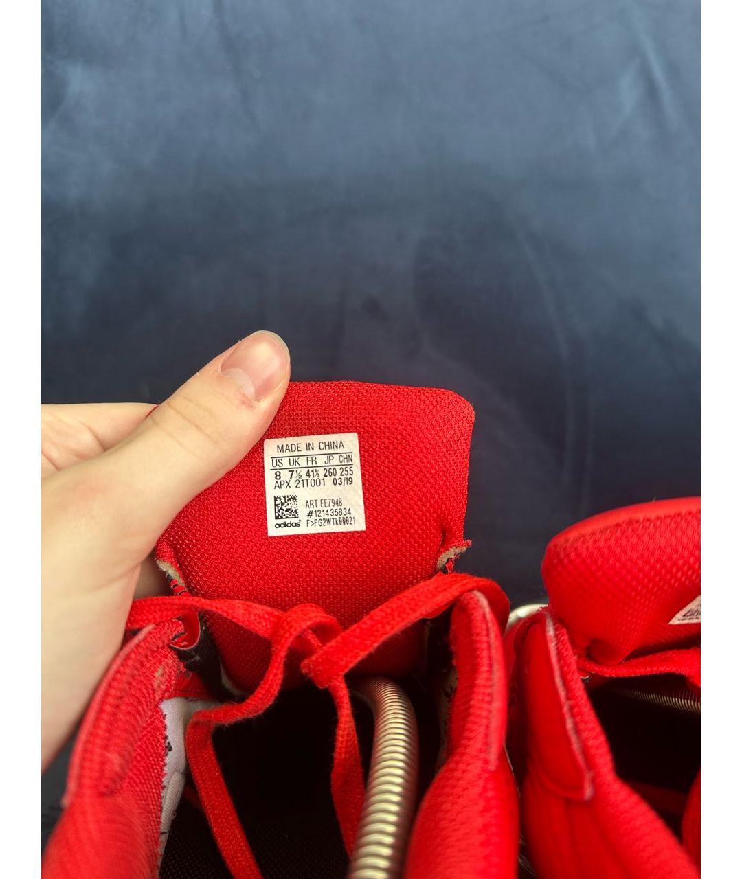 ADIDAS X RAF SIMONS Красные кожаные низкие кроссовки / кеды, фото 6