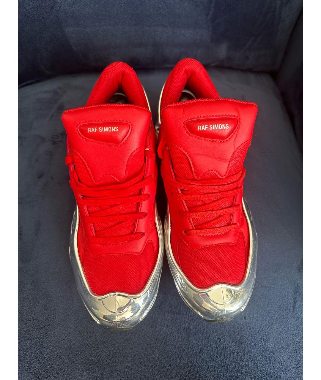 ADIDAS X RAF SIMONS Красные кожаные низкие кроссовки / кеды, фото 3