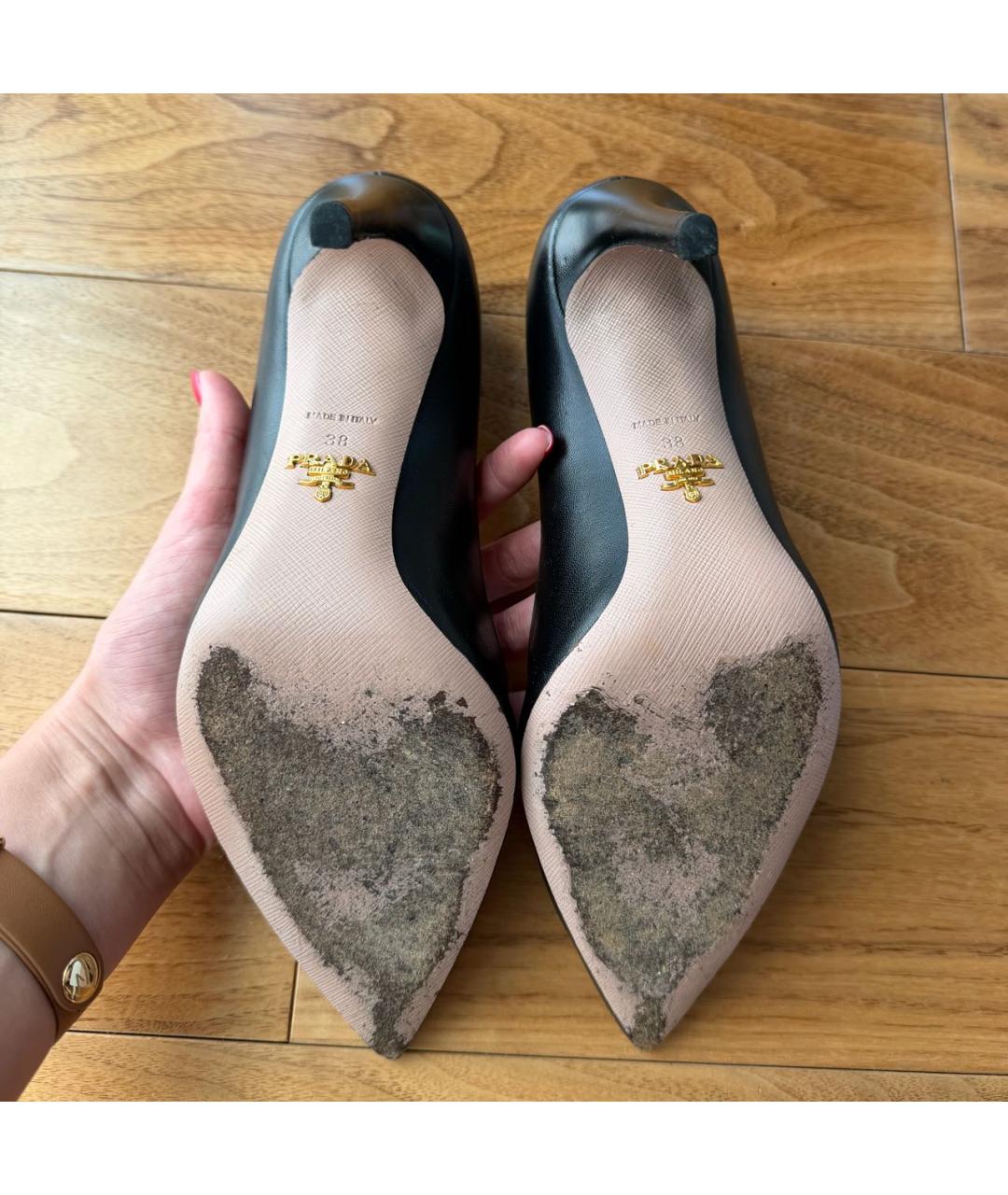PRADA Черные кожаные туфли, фото 5