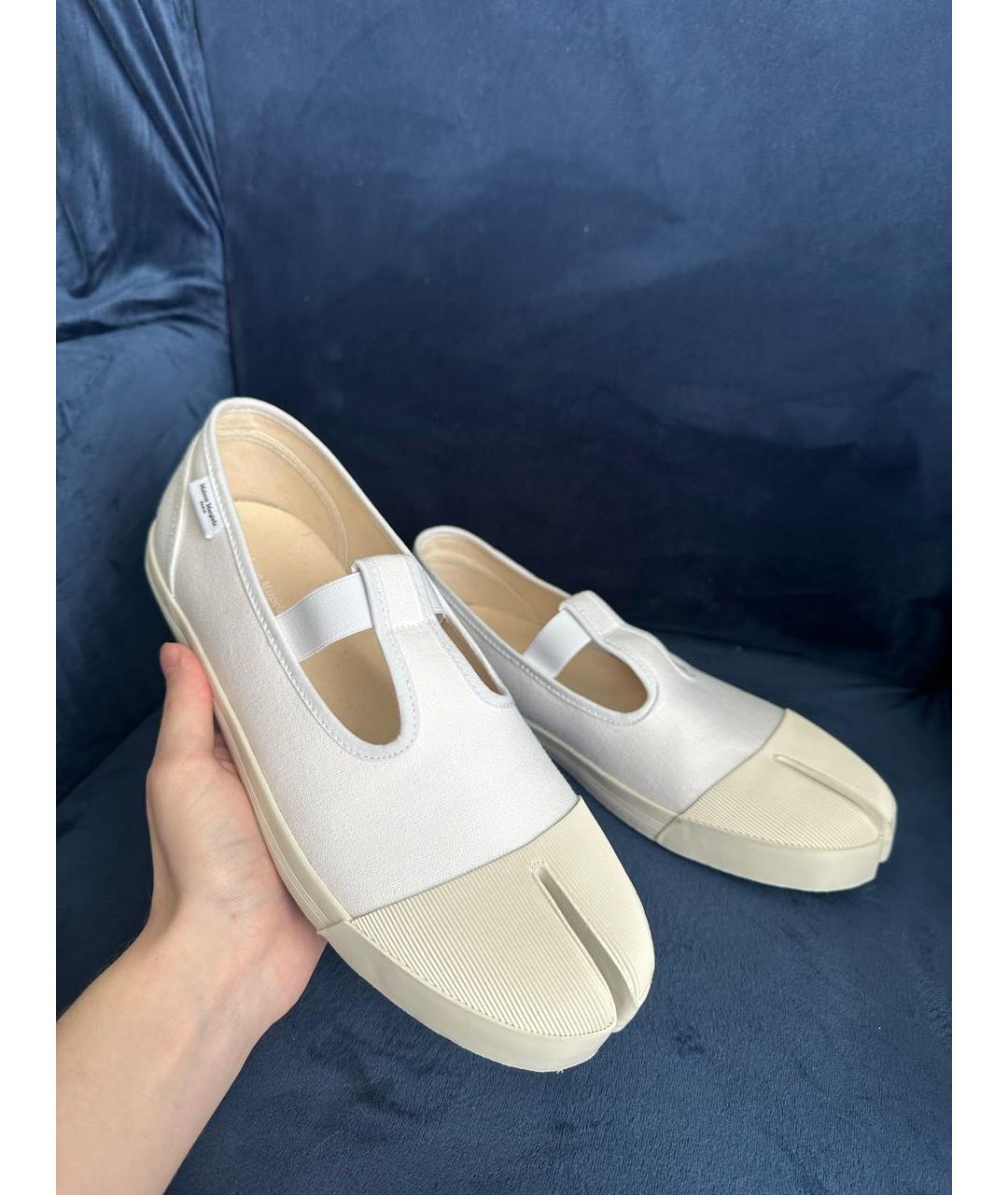 MAISON MARGIELA Белые текстильные низкие кроссовки / кеды, фото 3