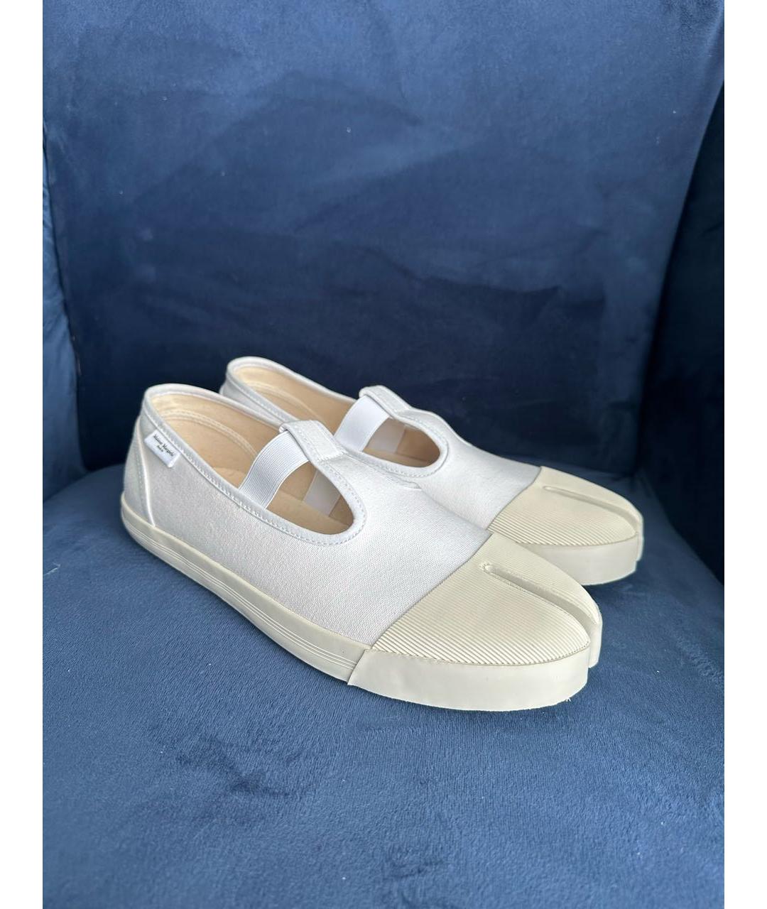 MAISON MARGIELA Белые текстильные низкие кроссовки / кеды, фото 9