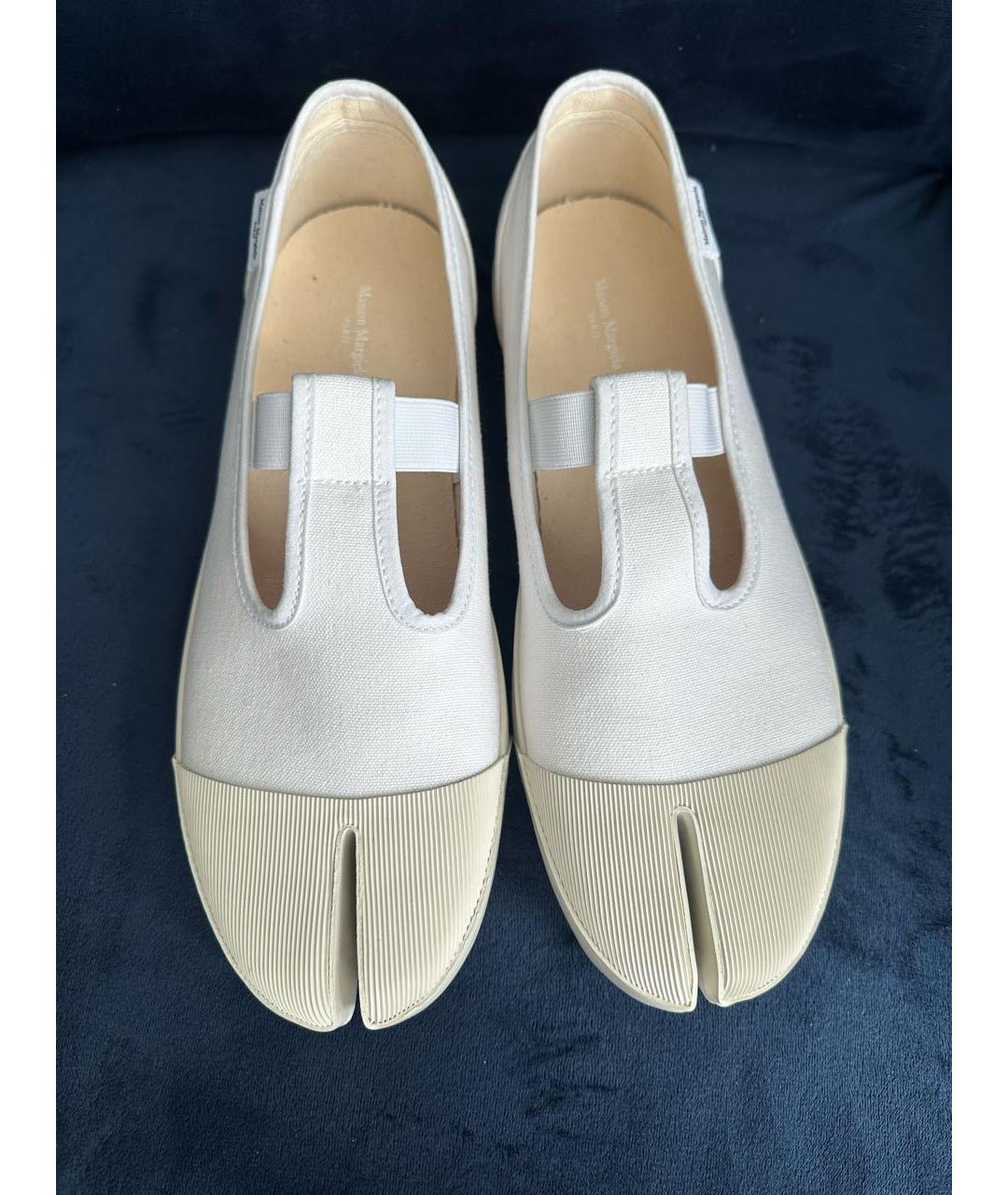 MAISON MARGIELA Белые текстильные низкие кроссовки / кеды, фото 4