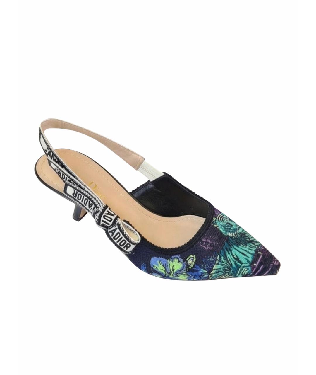 CHRISTIAN DIOR Мульти текстильные лодочки на низком каблуке, фото 1