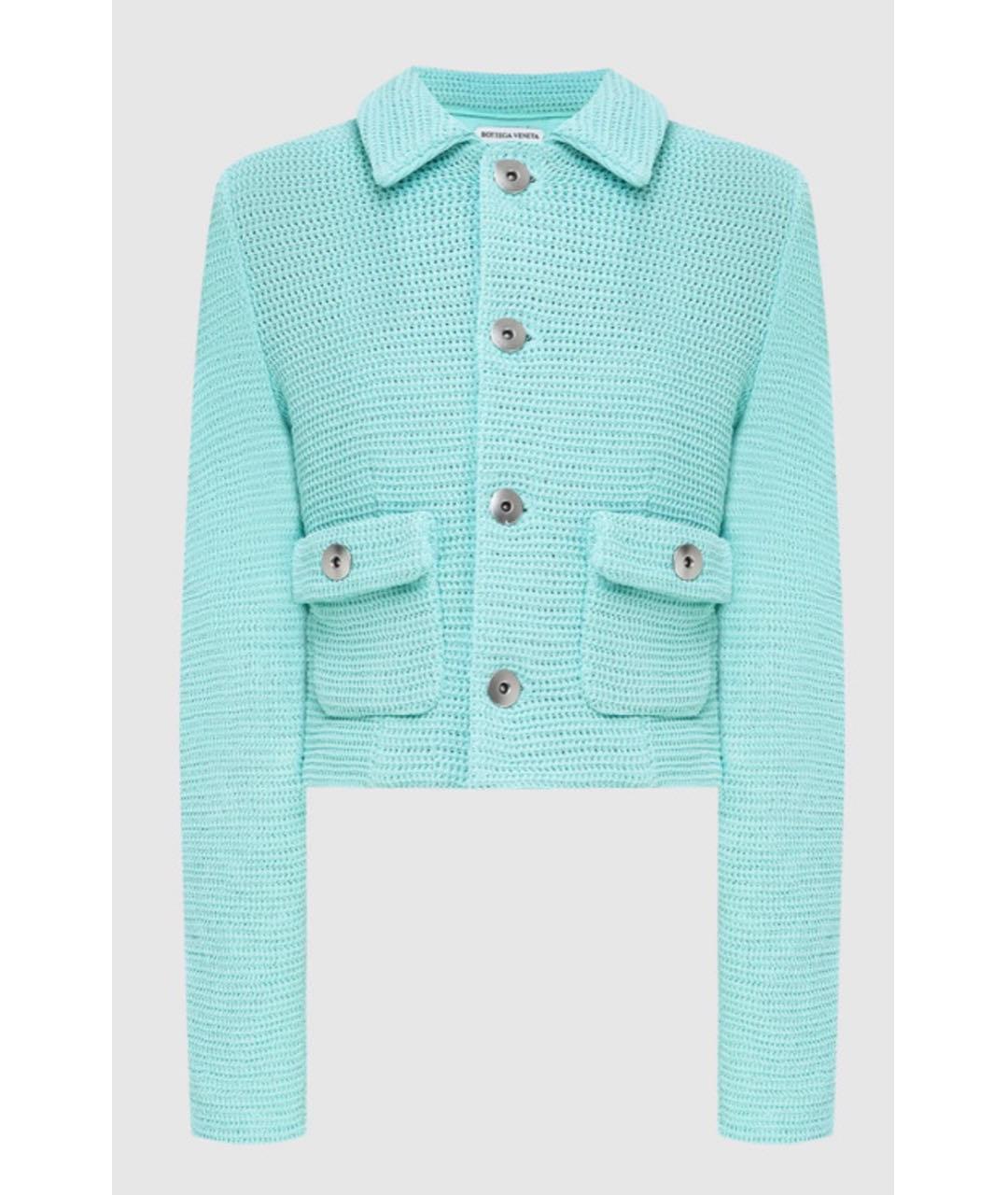 BOTTEGA VENETA Бирюзовый хлопковый жакет/пиджак, фото 5