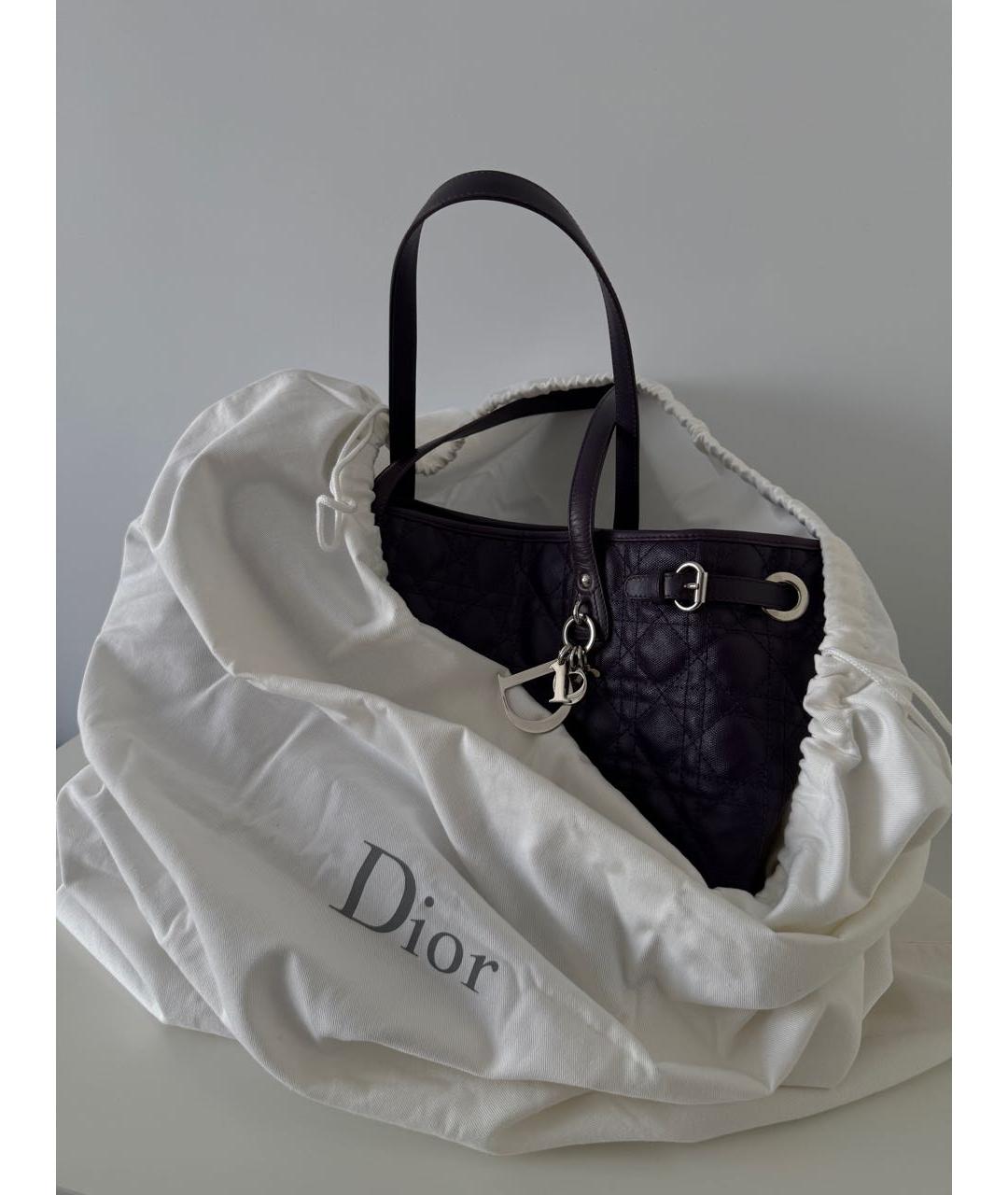CHRISTIAN DIOR Фиолетовая тканевая сумка тоут, фото 8