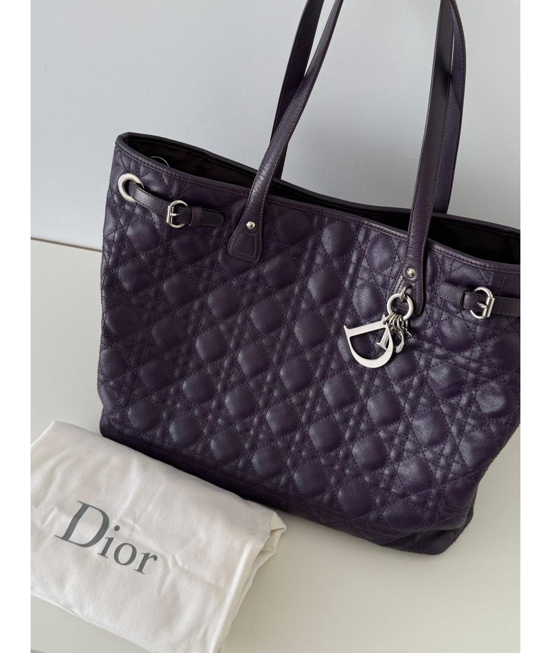CHRISTIAN DIOR Фиолетовая тканевая сумка тоут, фото 2