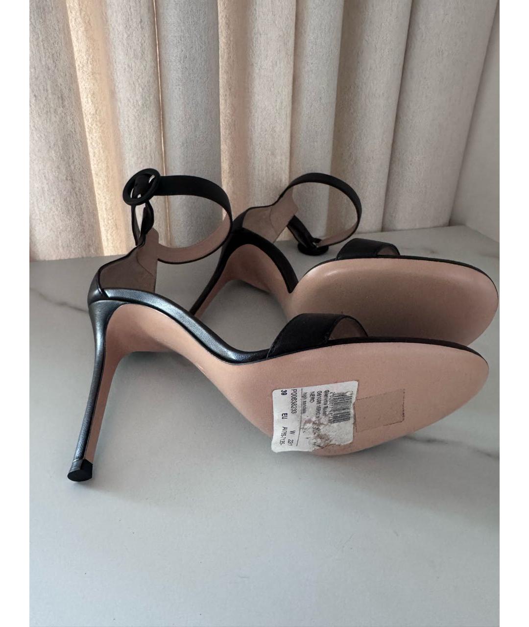 GIANVITO ROSSI Черные кожаные босоножки, фото 4