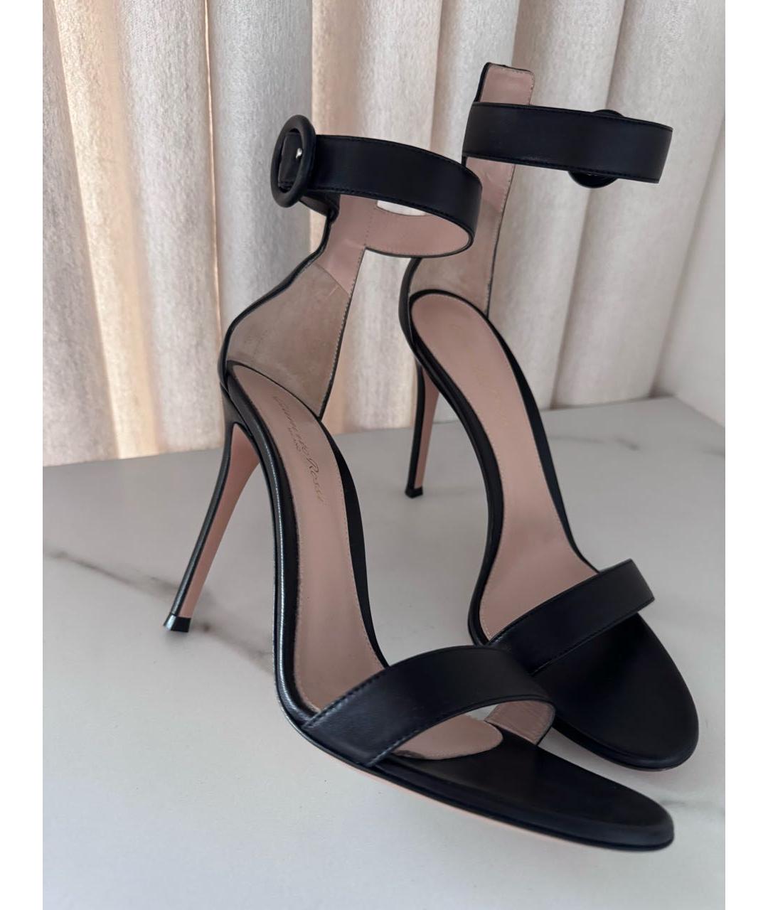 GIANVITO ROSSI Черные кожаные босоножки, фото 3